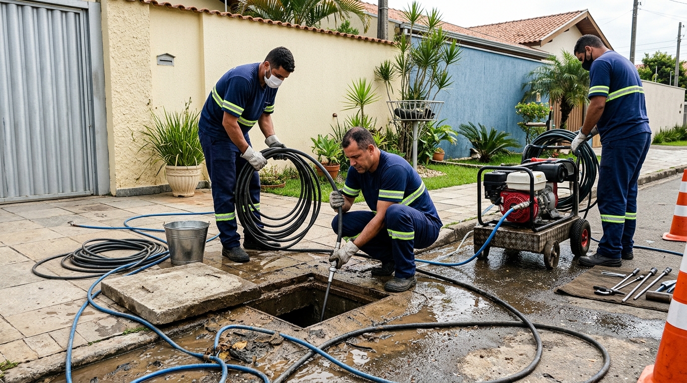 Desentupimento de esgoto residencial em Porto Alegre-RS